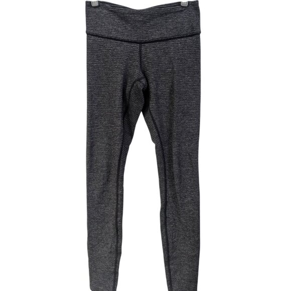 Lululemon Wunder Under Crop Textured Striped, Slate Black & Deep Coal - Size M - Picture 1 of 3